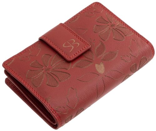  Čierna kožená dámska peňaženka s potlačou kvetov Sylvia Belmonte