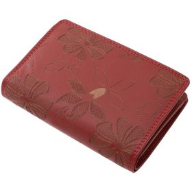    Čierna kožená dámska peňaženka s potlačou kvetov Sylvia Belmonte