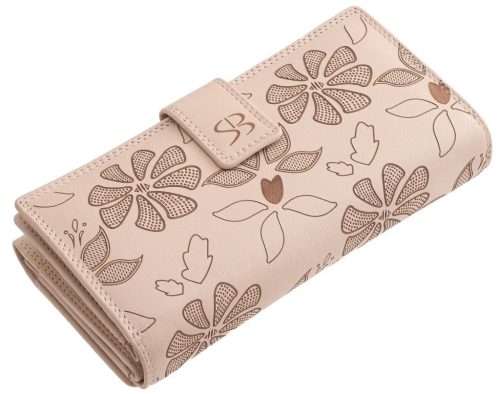  Čierna kožená dámska peňaženka s potlačou kvetov Sylvia Belmonte