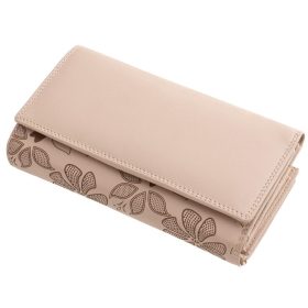    Čierna kožená dámska peňaženka s potlačou kvetov Sylvia Belmonte