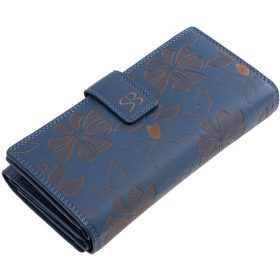    Čierna kožená dámska peňaženka s potlačou kvetov Sylvia Belmonte