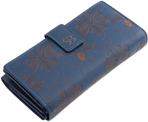  Čierna kožená dámska peňaženka s potlačou kvetov Sylvia Belmonte