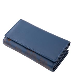    Čierna kožená dámska peňaženka s potlačou kvetov Sylvia Belmonte