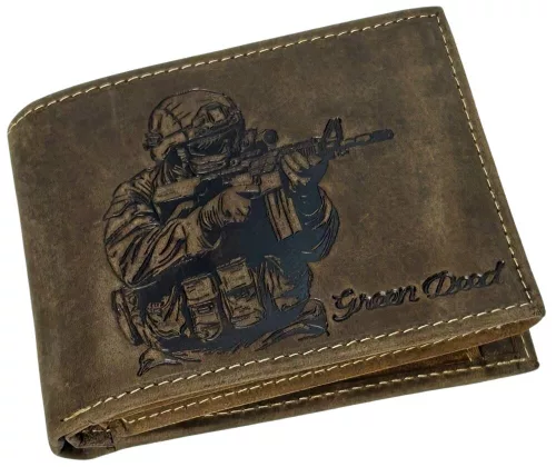  Lovecká kožená peňaženka GreenDeed s medvedím vzorom