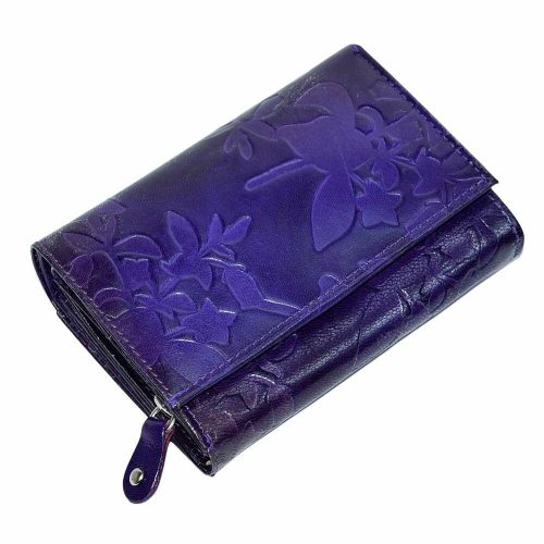  Giultieri: tlačený vzor, fialová dámska kožená peňaženka 13,5 x 9,5 cm