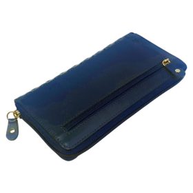    Giultieri: Jedinečná modrá dámska kožená peňaženka s potlačou 19,5 x 10,5 cm