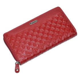    Giultieri: Jedinečná červená dámska kožená peňaženka s potlačou 19,5 x 10,5 cm
