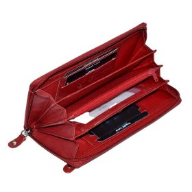    Giultieri: Jedinečná červená dámska kožená peňaženka s potlačou 19,5 x 10,5 cm