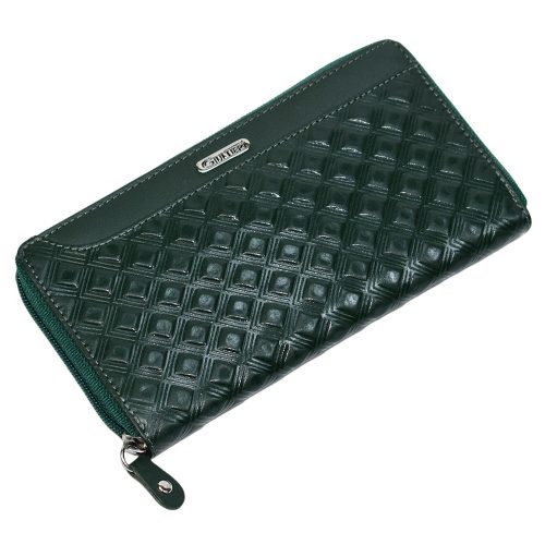  Giultieri: Jedinečná zelená dámska kožená peňaženka s potlačou 19,5 x 10,5 cm