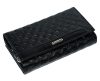  Giultieri: dámska čierna kožená peňaženka s tlačeným vzorom 17,5 x 10 cm