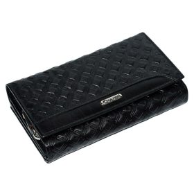    Giultieri: dámska čierna kožená peňaženka s tlačeným vzorom 17,5 x 10 cm