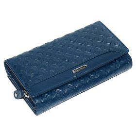    Giultieri: modrá dámska kožená peňaženka s potlačou 17,5 x 10 cm
