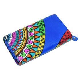    Giultieri: Motív mandaly, veľká modrá dámska kožená peňaženka, aktovka