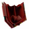  Giultieri: Červená dámska kožená peňaženka s motívom mandaly, malý klip