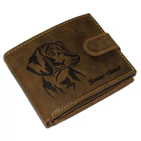    Hnedá kožená peňaženka GreenDeed s potlačou jazvečíka, RFID 11,8 × 9,5 cm