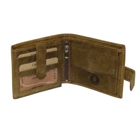    Hnedá kožená peňaženka GreenDeed s potlačou jazvečíka, RFID 11,8 × 9,5 cm