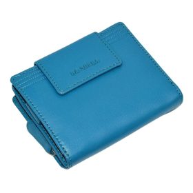    Dámska kožená peňaženka La Scala široký remienok tyrkysovej farby 10 × 12 cm