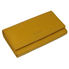    La Scala veľká dámska horčicovo žltá kožená peňaženka 18,5 × 10 cm