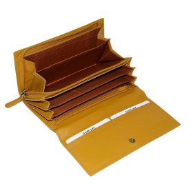    La Scala veľká dámska horčicovo žltá kožená peňaženka 18,5 × 10 cm