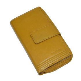   La Scala horčicovo žltá kožená dámska peňaženka 9,5 × 16 cm