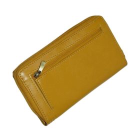    La Scala horčicovo žltá kožená dámska peňaženka 9,5 × 16 cm