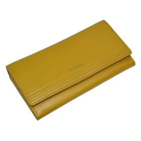    Dámska horčicovo žltá veľká kožená peňaženka La Scala 18,5 × 9,7 cm