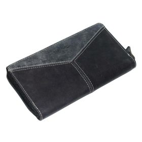    Giultieri: kombinovaná textúra čierna dámska kožená peňaženka 18 x 10 cm