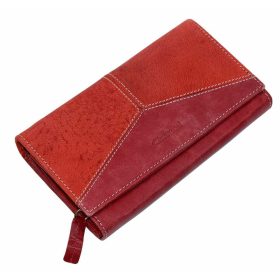    Giultieri: Dámska peňaženka z červenej kože s kombinovanou textúrou 18,5 x 10,5 cm