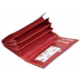    Giultieri: Dámska peňaženka z červenej kože s kombinovanou textúrou 18,5 x 10,5 cm