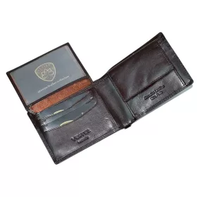    Vester pánska tmavohnedá kožená peňaženka 12 × 9,3 cm