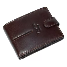    Vester pánska tmavohnedá kožená peňaženka so širokým remienkom 12,3 × 9,3 cm