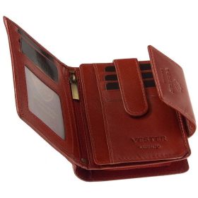  Dámska tmavohnedá kožená peňaženka Vester wide clip