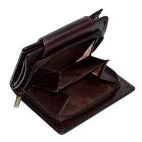  Dámska tmavohnedá kožená peňaženka Vester wide clip