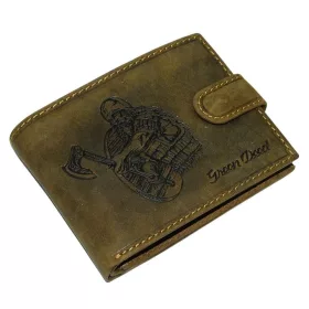    Kožená peňaženka s klipom GreenDeed s potlačou vikingského bojovníka