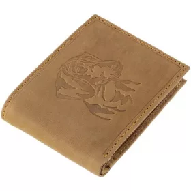    Hnedá kožená peňaženka GreenDeed s potlačou jazvečíka, RFID 11,8 × 9,5 cm