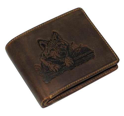  Lovecká kožená peňaženka GreenDeed s potlačou vlka