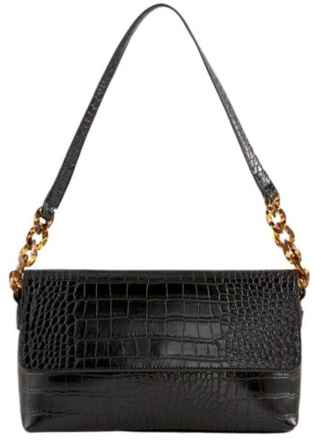 Tom Tailor Maris čierna dámska taška cez rameno s efektom hadej kože, kabelka 28,5 × 16 cm