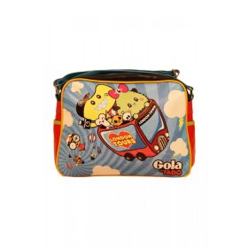    Dámska vzorovaná čierno-červená kabelka cez rameno Gola, bočná taška 22 x 17 x 6 cm