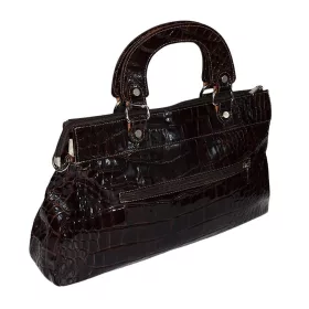    Rialto talianska dámska tmavohnedá kožená kabelka croc 40 x 24,5 cm