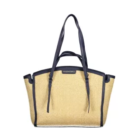    Dámska kabelka cez rameno Valentino Bags béžovo-tmavomodrá s rafiovým efektom 35 x 29 x 11 cm