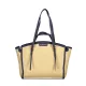  Dámska kabelka cez rameno Valentino Bags béžovo-tmavomodrá s rafiovým efektom 35 x 29 x 11 cm
