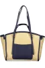  Dámska kabelka cez rameno Valentino Bags béžovo-tmavomodrá s rafiovým efektom 35 x 29 x 11 cm
