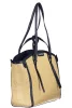 Dámska kabelka cez rameno Valentino Bags béžovo-tmavomodrá s rafiovým efektom 35 x 29 x 11 cm