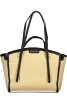  Dámska kabelka cez rameno Valentino Bags béžovo-čierna s rafiovým efektom 35 x 29 x 11 cm