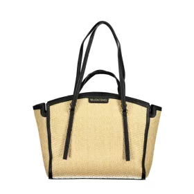    Dámska kabelka cez rameno Valentino Bags béžovo-čierna s rafiovým efektom 35 x 29 x 11 cm