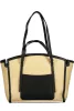  Dámska kabelka cez rameno Valentino Bags béžovo-čierna s rafiovým efektom 35 x 29 x 11 cm