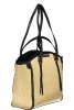  Dámska kabelka cez rameno Valentino Bags béžovo-čierna s rafiovým efektom 35 x 29 x 11 cm