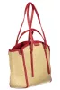  Dámska kabelka cez rameno Valentino Bags béžovo-červená s rafiovým efektom 35 x 29 x 11 cm