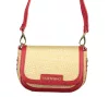  Dámska béžovo-červená kabelka cez rameno Valentino Bags s bočným popruhom 20 x 14 x 7 cm