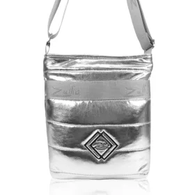    Strieborná dámska bočná kabelka Zellia, taška cez rameno 25 x 19 cm